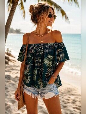 🌿 BB Dakota Tropical Off Shoulder Blouse 🌿Size Small